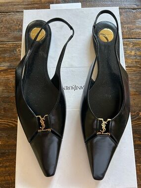 Saint Laurent Black Babylone Nappa Leather Flats size 39.5